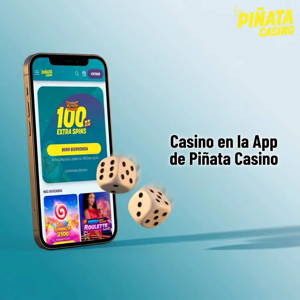 Sección de casino en la app de Piñata Casino con más de 3.000 juegos de slots, ruleta y blackjack