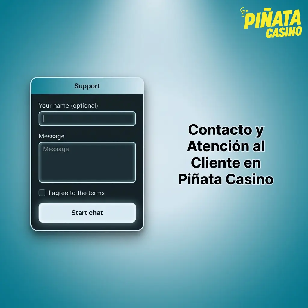 Equipo de atención al cliente de Piñata Casino disponible 24/7 con chat en vivo, email y sección de ayuda