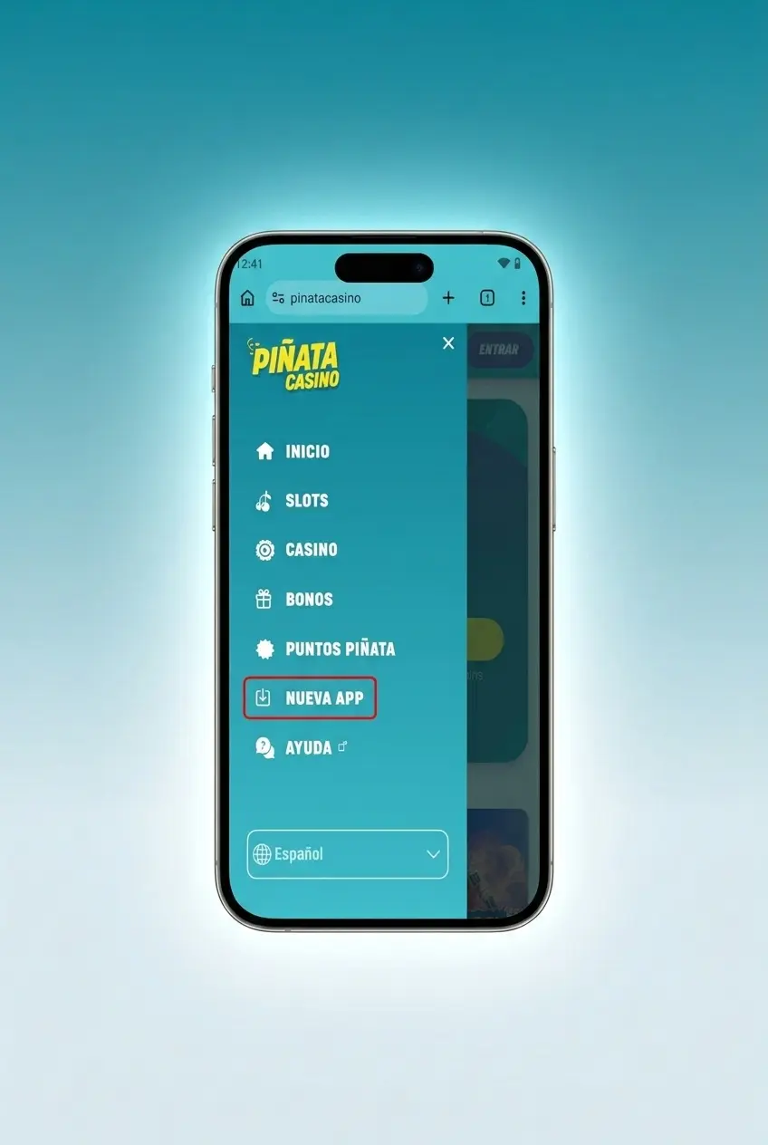 Guía visual de 4 pasos para descargar e instalar el APK de Piñata Casino en dispositivos Android