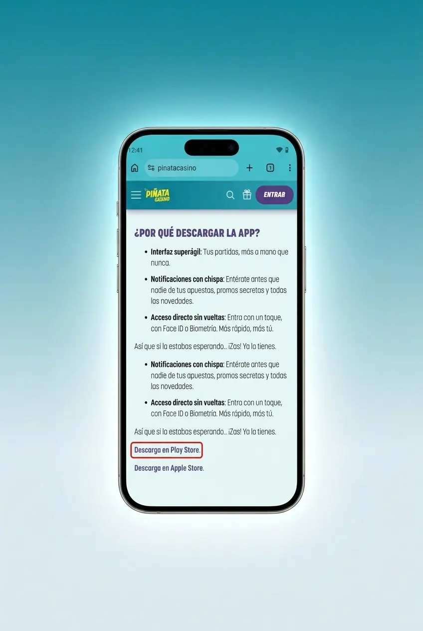 Guía visual de 4 pasos para descargar e instalar el APK de Piñata Casino en Android de forma segura