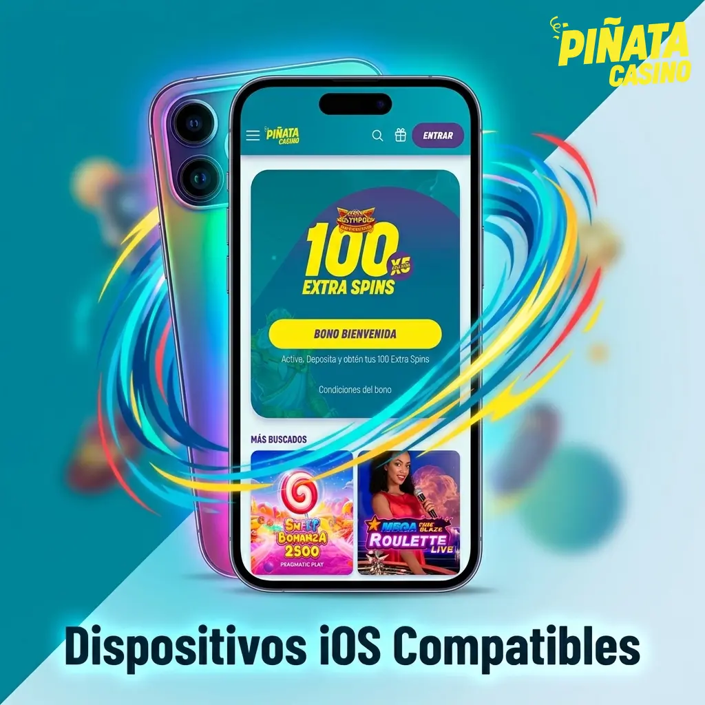 Lista de dispositivos iOS compatibles con la app de Piñata Casino, incluyendo iPhone X al 15 y modelos de iPad Air y Pro