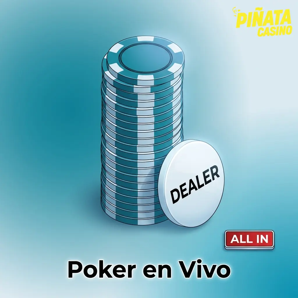 Mesa de poker en vivo con crupier real en Piñata Casino, variantes Evolution como Casino Hold'em y Caribbean Stud