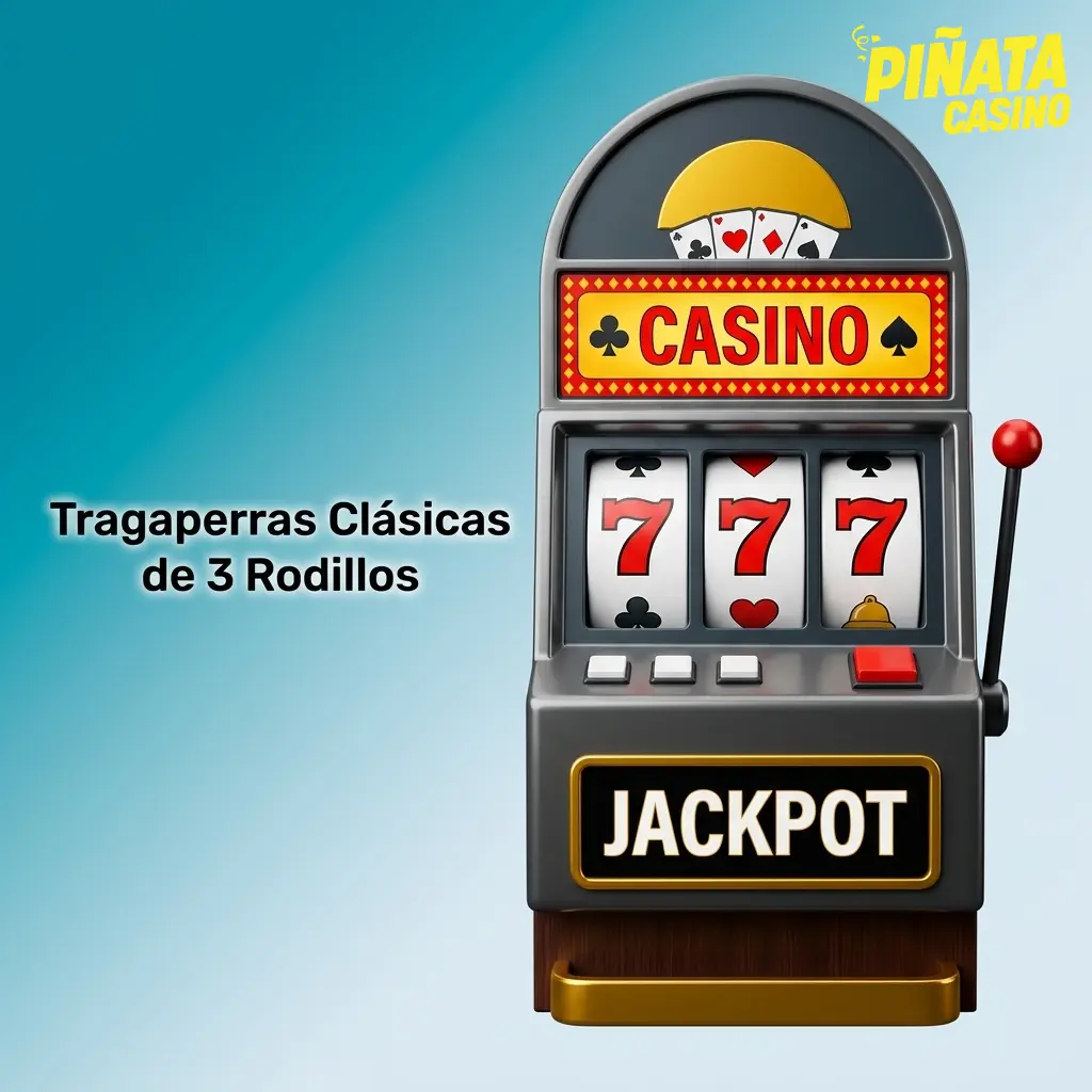Tragaperras clásicas de 3 rodillos con símbolos de frutas, barras y sietes disponibles en Piñata Casino