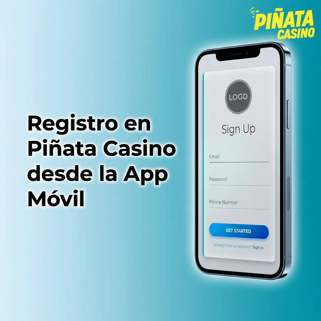 Registro en Piñata Casino desde app móvil iOS y Android con formulario de alta y verificación por email