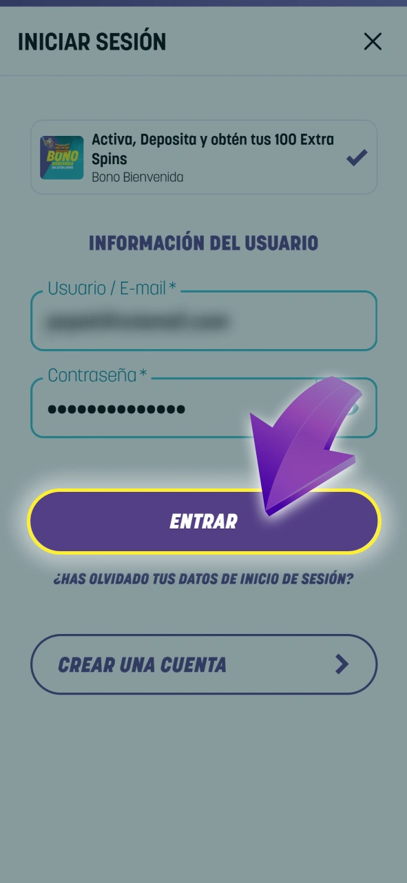 Confirma tu acceso iniciando sesión desde la página principal de Piñata Casino.